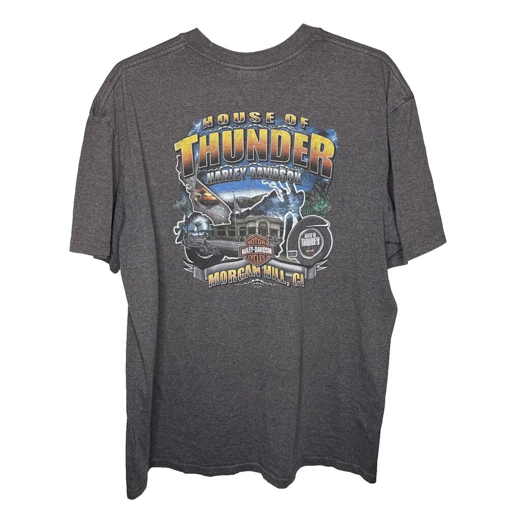Harley Davidson Shirt Mens L House of Thunder Morgan Hill Motorcycle Graphic Tee